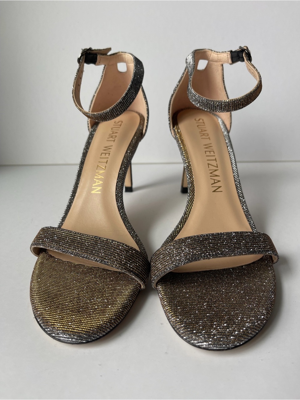 Stuart Weitzman Metallic Ankle-Strap Sandals - Bronze/Silver